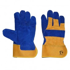 Перчатки спилковые комбинированные синий/желтый